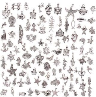 10pc Silver Plated Mixed Sea Animals Charms Lot A8 (PLEASE READ DESCRIPTION)