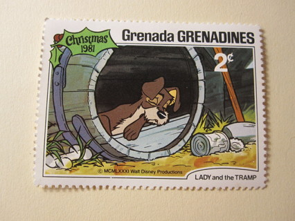 Grenada / Disney 2c stamp: 1981 Lady & The Tramp - Uncancelled