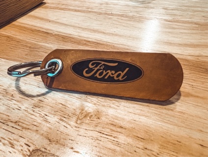 Handmade Leather Ford Keychain Fob