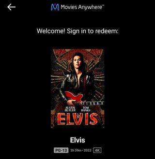 Elvis Digital 4K movie code MA/VUDU/iTunes