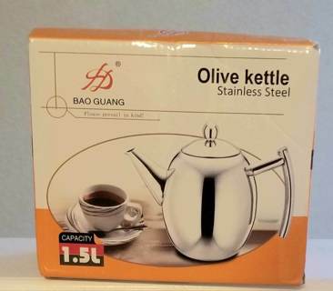 OLIVE KETTLE - STAINLESS STEEL - NEW - FREE SHPG :D