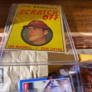 1970 topps play baseball scratch-off sam McDowell (unscratched) baseball card 