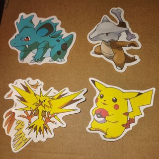 4 Pokemon stickers,Pikachu w Poke ball, Zapdos,Nidorina, Marowak