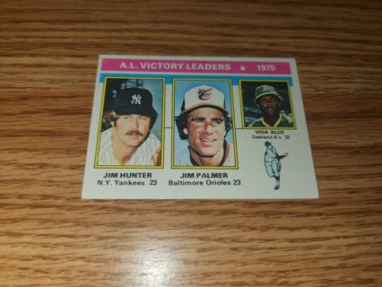 1976 Topps Baseball # 200 Jim Hunter,Jim Palmer,Vida Blue 1975 AL Victory Leaders,Vgex,Free Shipping