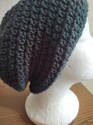 Hand Crocheted Dark Green Slouch Hat 