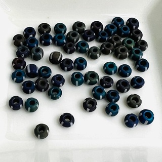 Blue Purple Teal Green w/ Stripes 5mm Glass Beads 