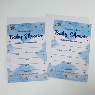 Baby Shower Clouds Stars Invites Invitations 