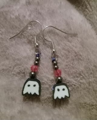 Ghost beaded hook earrings happy Halloween