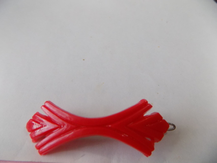 2 1/2 inch red flared ends barrette