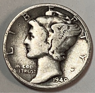 1940 SILVER MERCURY DIME 90% 