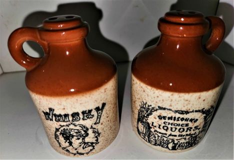 Ceramic Whiskey Jugs Salt & Pepper Shakers made in Japan - 2" diameter - 7 oz.
