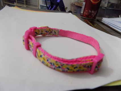 Pink and yellow flowered small dog collar