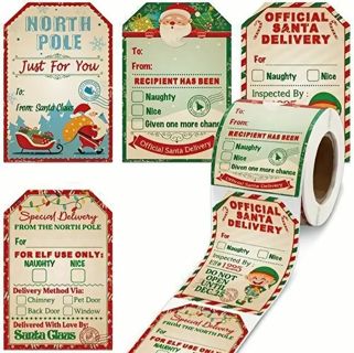 ⛄NEW⛄ (4) 2" x 3" OFFICIAL SANTA CLAUSE/ELF/NORTH POLE GIFT TAGS/CHECKLIST!⛄