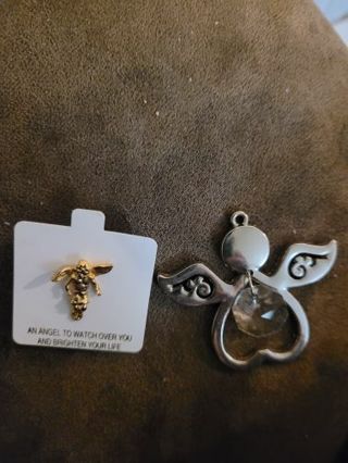 AN ANGEL PIN AND AN ANGEL CHARM