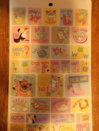 Colorful Fun sheet of COLORFUL SCHOOL ENCOURAGEMENT themed stickers--New