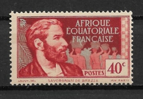 1937 French Equatorial Africa Sc45 40c Pierre Savorgnan of Brazza MNH