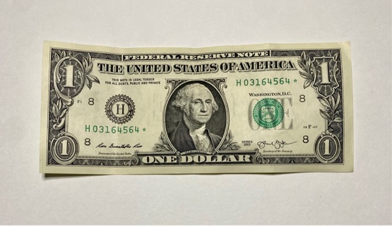 One Dollar Bill * Star Note!