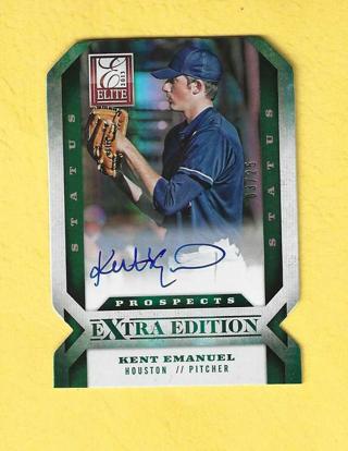 2013 Donruss Elite Kent Emanuel Autograph Auto die-cut #'d 3/25 Baseball Card