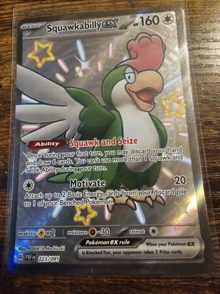 Pokemon Squawkabilly EX 223/091 secret rare card