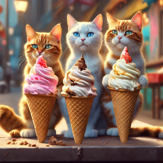 Listia Digital Collectible: Cats Enjoying Ice-cream