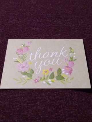 Embossed Floral Notecard - thank you