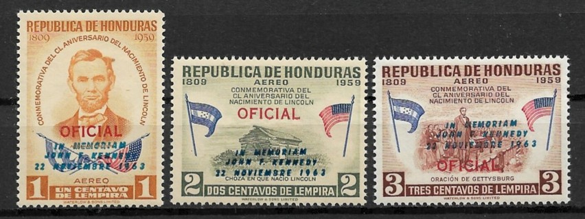 1964 Honduras ScC325-7 Kennedy Memorial overprint MLH