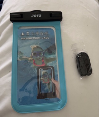 Brand New Black and Light Blue Waterproof Phone Case With Black Lanyard and Instructions Included