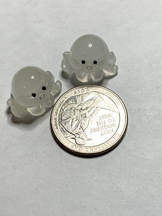 OCTOPUS~#2~WHITE~SET OF 2~GLOW IN THE DARK~FREE SHIPPING!