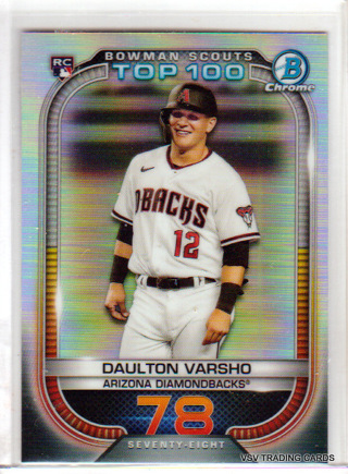 Daulton Varsho, 2021 Bowman Chrome Top 100 ROOKIE Card #78, Arizona Diamondbacks,  (EL4)