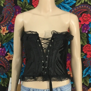 WOMEN’S CLASSIC LACE UP CORSET SILKY FRILLY MEDIUM Vaacodor