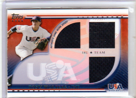 Tony Wolters, 2010 Topps Team USA RELIC Baseball Card #USAR-TW, Team USA Colorado Rockies, (L2