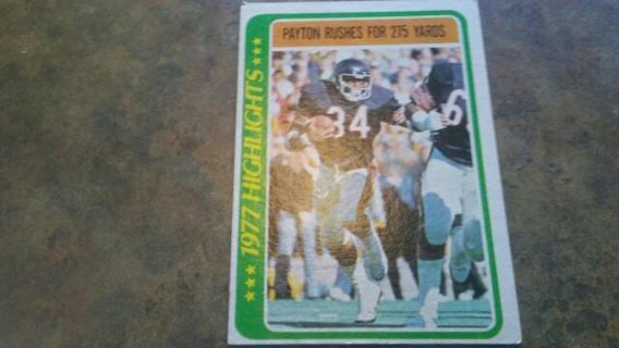 1978 TOPPS-1977 HIGHLIGHTS WALTER PAYTON CHICAGO BEARS RUSHES FOR 275 YARDS FOOTBALL CARD# 3