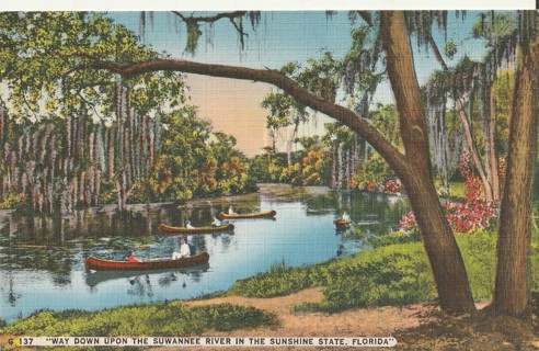 Vintage Unused Postcard: L: Way Down Upon the Suwannee River, FL