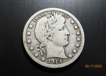 ★★ 1914 BARBER QUARTER F ★★ **90% SILVER**