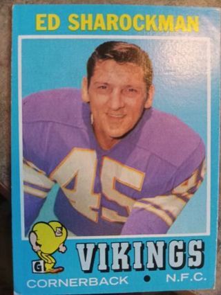 1971 T.C.G. ED SHAROCKMAN MINNESOTA VIKINGS FOOTBALL CARD# 253