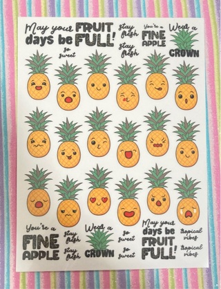 Kawaii Pineapple Rub-on Transfer stickers 