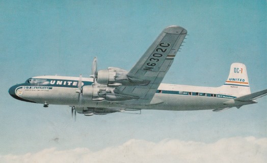 Vintage Unused Postcard: e: DC7 United Air Lines