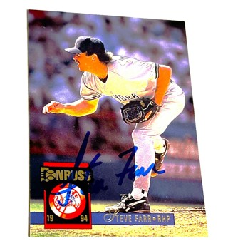 Autographed 1994 Donruss Baseball Card Steve Farr New York Yankees #531