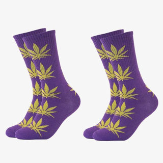 NEW UNISEX 2-PACK WEED SOCKS MARIJUANA CANNABIS