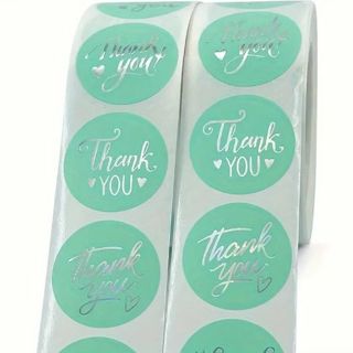 ↗️NEW⭕(8) 1" SILVER FOIL THANK YOU STICKERS!!⭕