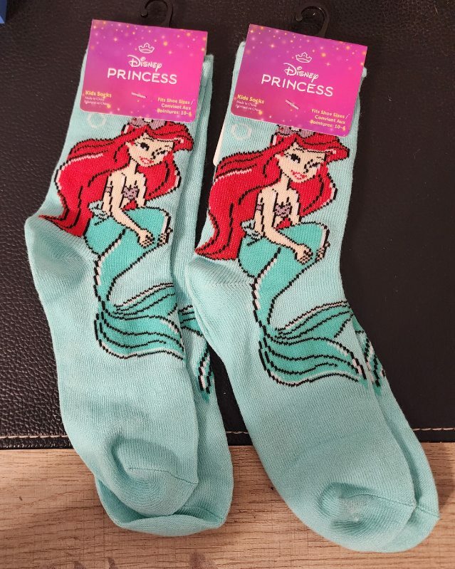 Free: NEW - Disney - Little Mermaid Kids Socks - size 10 to 4 - 2 pairs