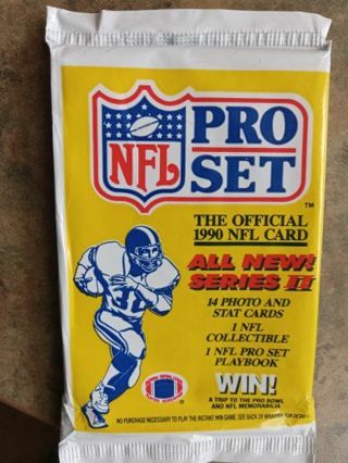 SEALED PACK 1990 NFL PRO SET FOOTBALL CARDS- POSSIBLE EMMITT SMITH SERIES 2 ROOKIE