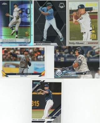 Fantastic Set of 6 Willy Adames Milwaukee Brewers w/Prism Chrome Refractor & RC!