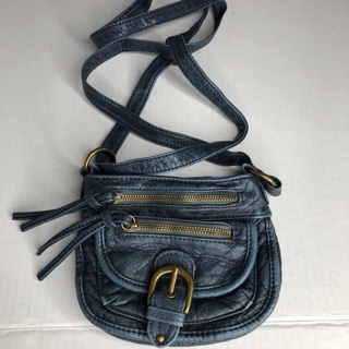 Mudd brand blue leather zipper buckle cross body small purse bag