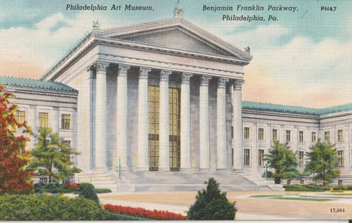 Vintage Unused Postcard: o: Linen: Philadelphia Art Museum, PA