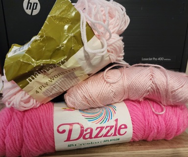 Lot of 3 - Various Pink Yarns - total weight is 7.7 ozs