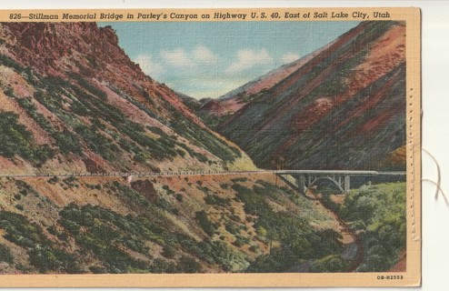 Vintage Unused Postcard: x: Stillman Memorial Bridge, east of Salt Lake City, UT