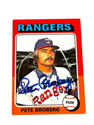 Autographed 1975 Topps Pete Broberg #542 Texas Rangers