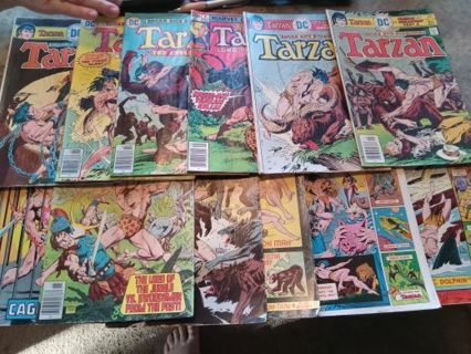 12 TARZAN COMIC BOOKS- 6 HAVE CONDITION ISSUES-,FRONT/BACK COVER HAS WATER DAMAGE