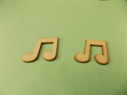 Set of 2 wooden music note shaped # 1 for crafts